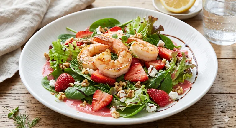 Gamberoni, Strawberry & Spinach Salad
