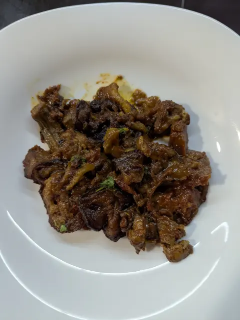 Pork with eggplant and okras