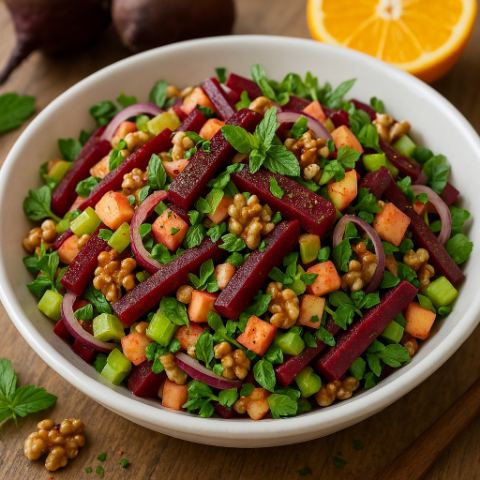  Vibrant beetroot with leftover pork and orange salad  