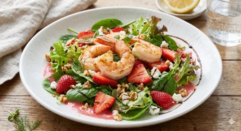 Gamberoni, Strawberry & Spinach Salad